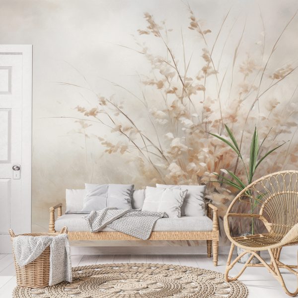 Foto murale Pamje e mjegullt në malet bezhë