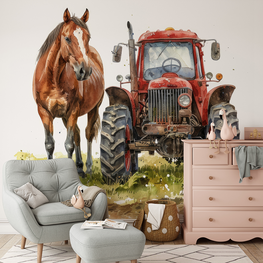 Foto murale Traktor dhe kalë