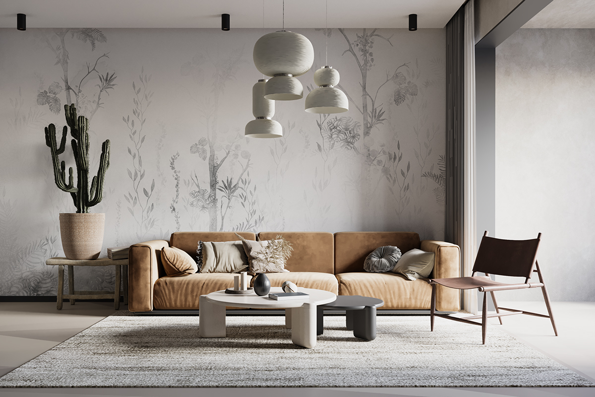 Foto murale Gjethe në gri