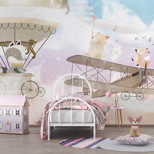 Foto murale Kafshët në një aeroplan