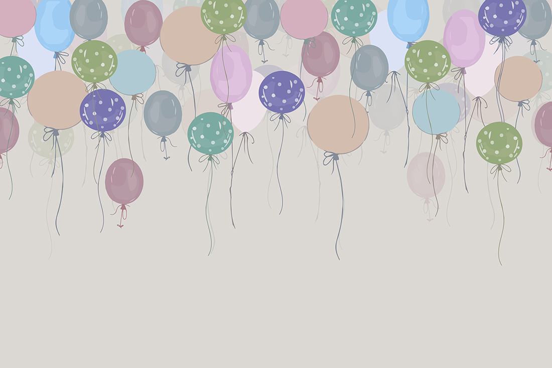 Colorful,Flying,Balloons,Children's,Room,Wallpaper,Design,3d,Illustration