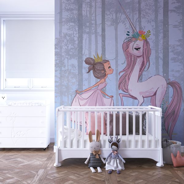 Foto murale Princesha dhe Njëbrirëshi Rozë