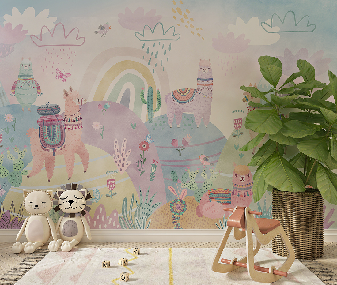 Foto murale Alpaka shumëngjyrëshe