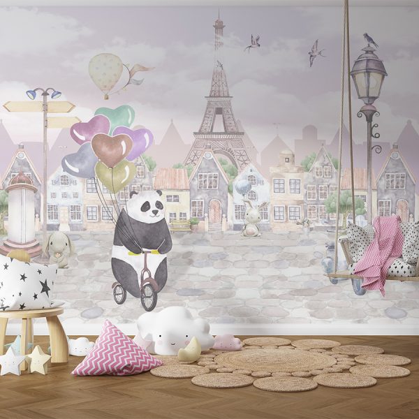 Foto murale Panda në një biçikletë