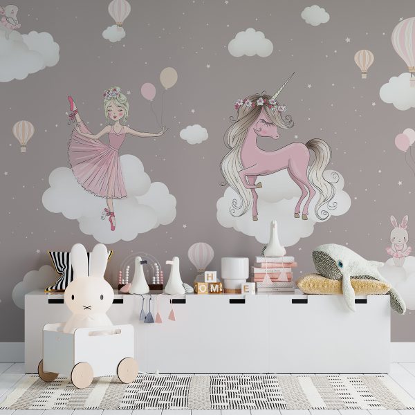 Foto murale Princesha që vallëzon me një njëbrirësh