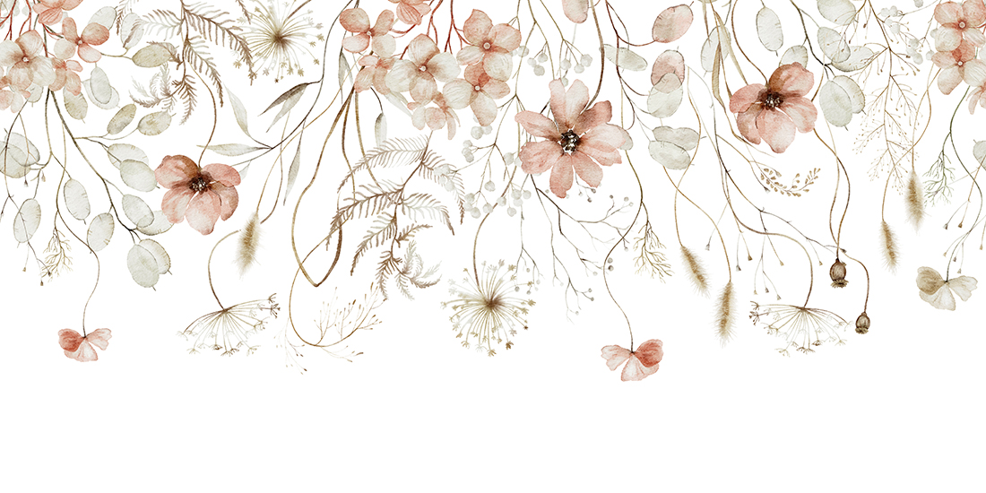 Watercolor seamless border - autumn fall illustration with dull