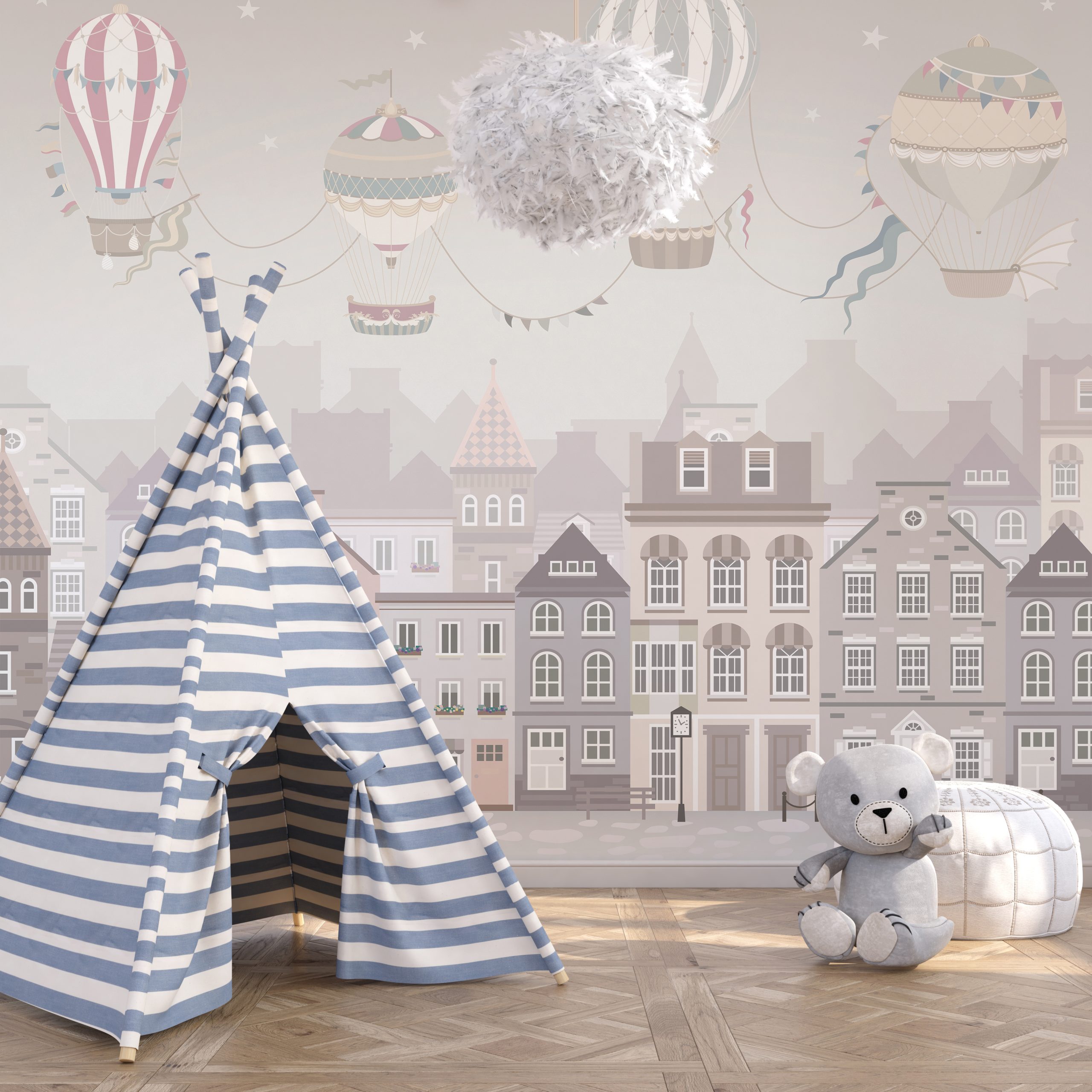 Foto murale Balona mbi qytet