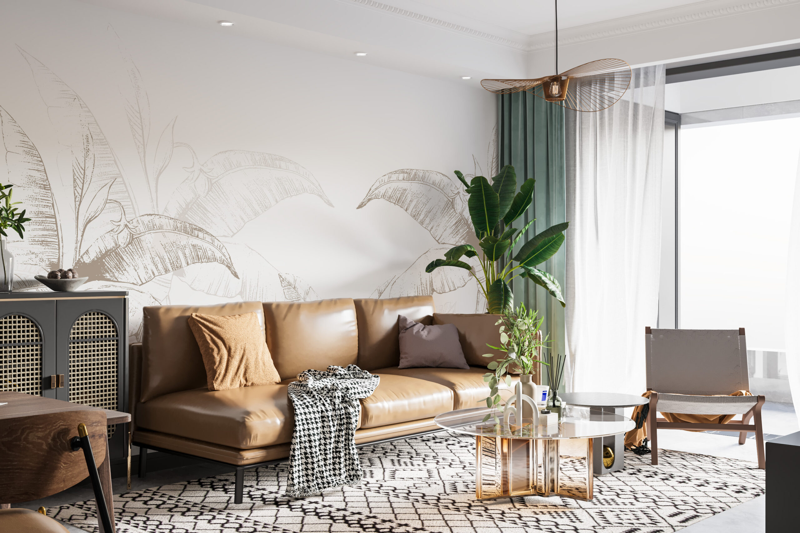 Foto murale Pemë bananeje në të bardhë