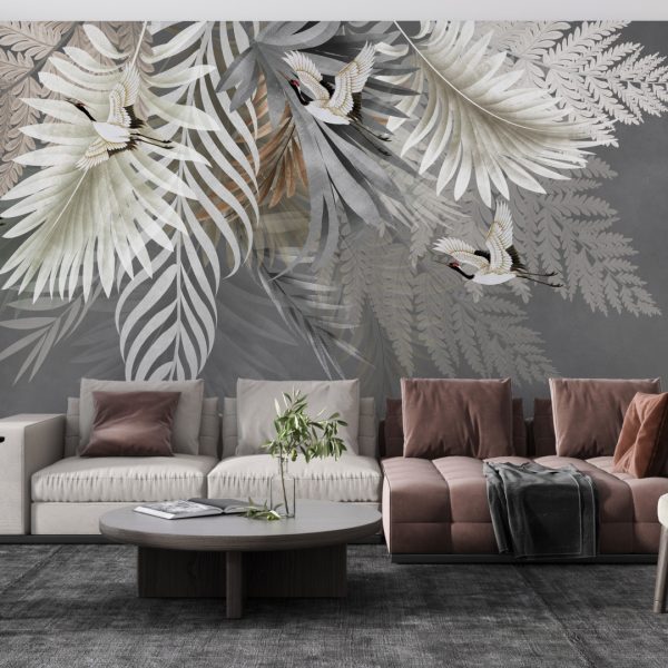 Foto murale Zogj të Bardhë në Gjethe Palme