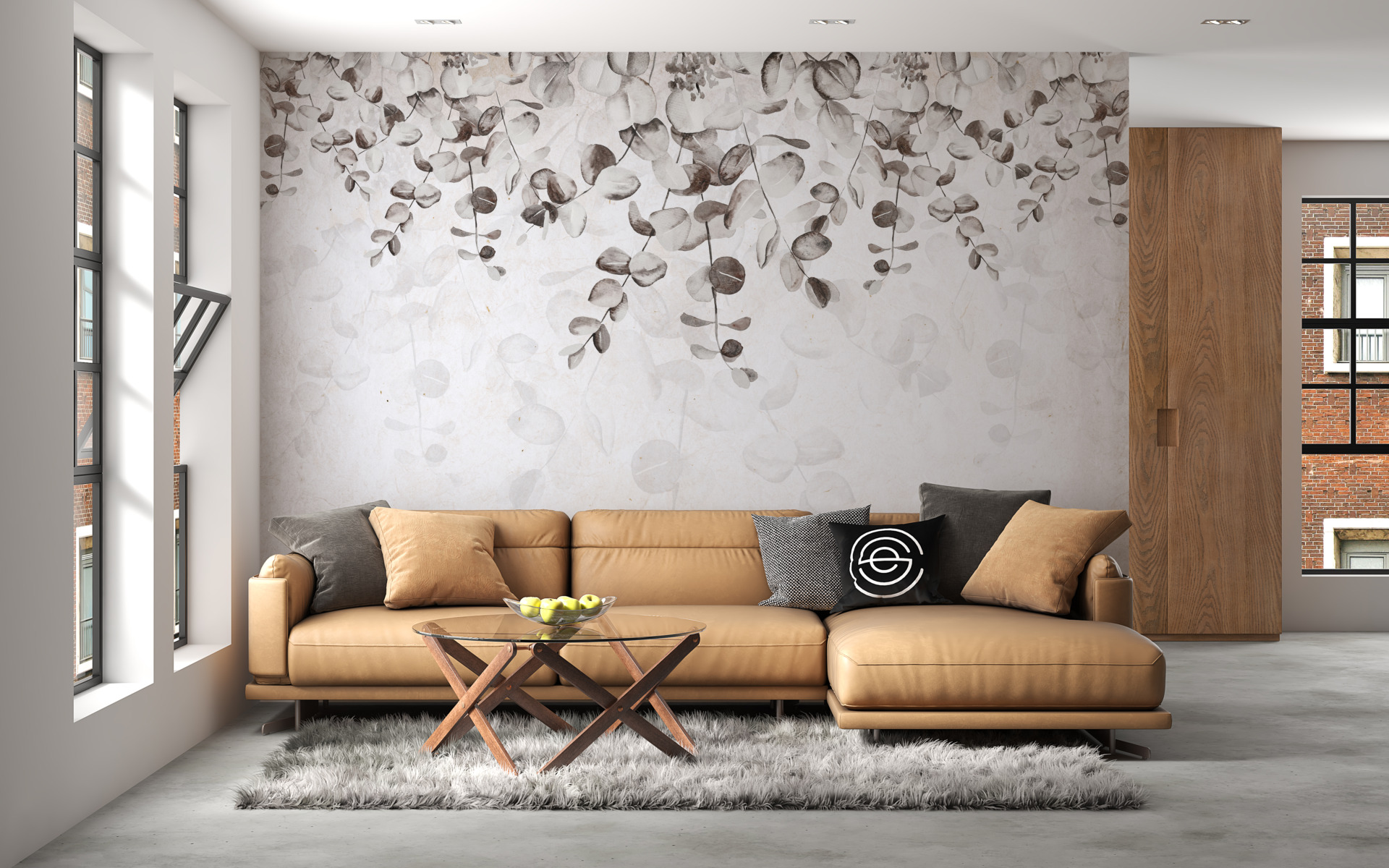 Foto murale Ivy në gri