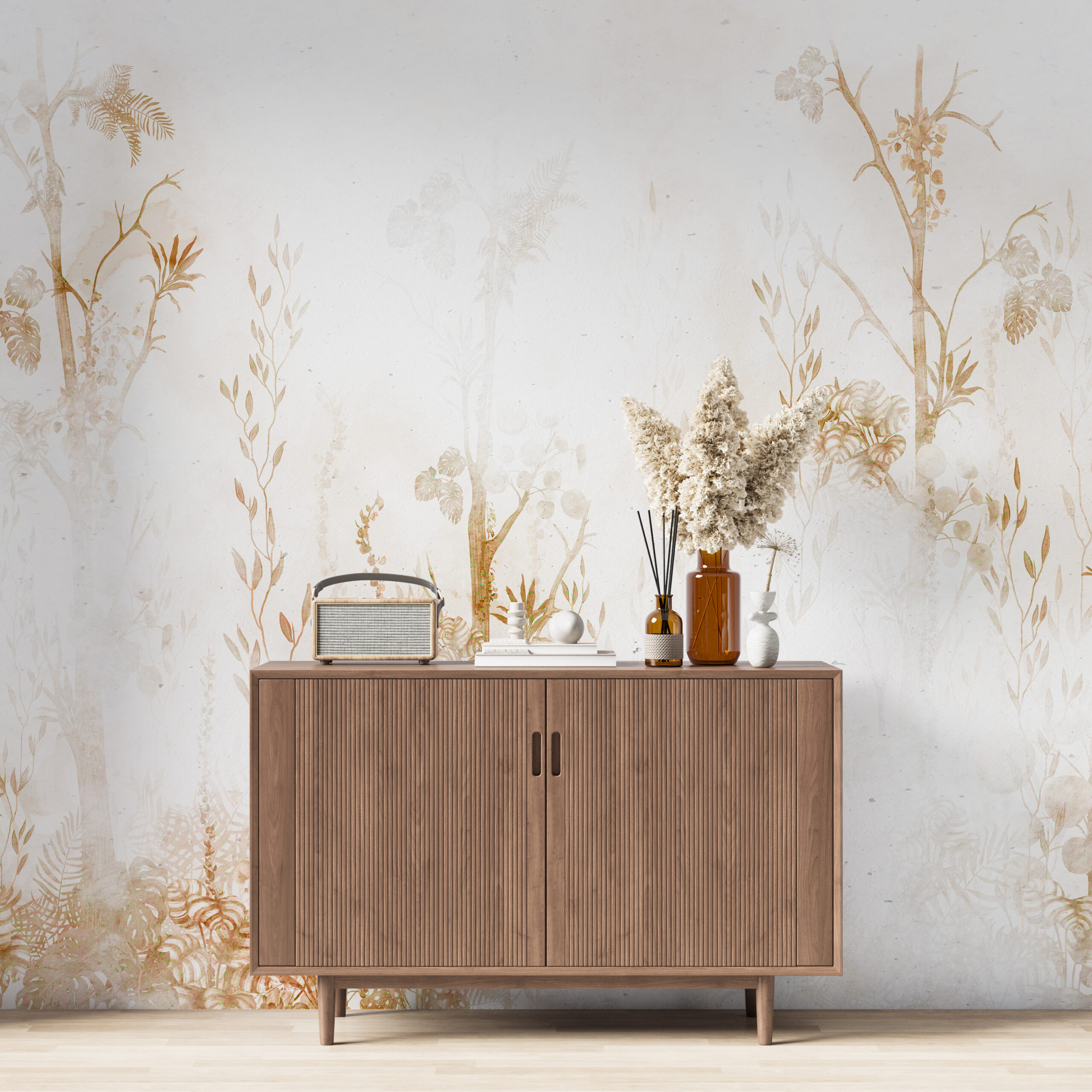 Foto murale Gjethe në gri - Figura 3