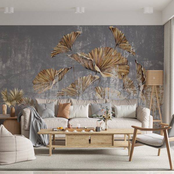 Foto murale Gjethe kafe në një sfond blu