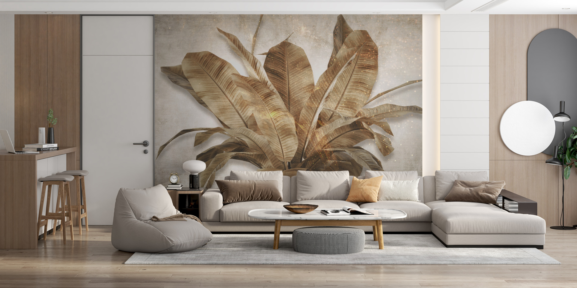 Foto murale Buqetë me gjethe në ngjyrë ari