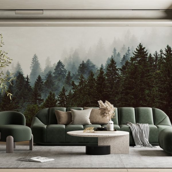 Foto murale Pyll i errët në mjegull