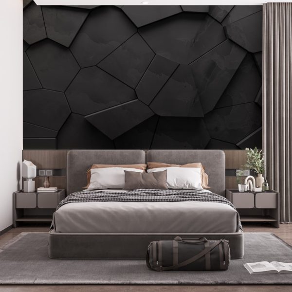 Foto murale Poligone 3D të zeza