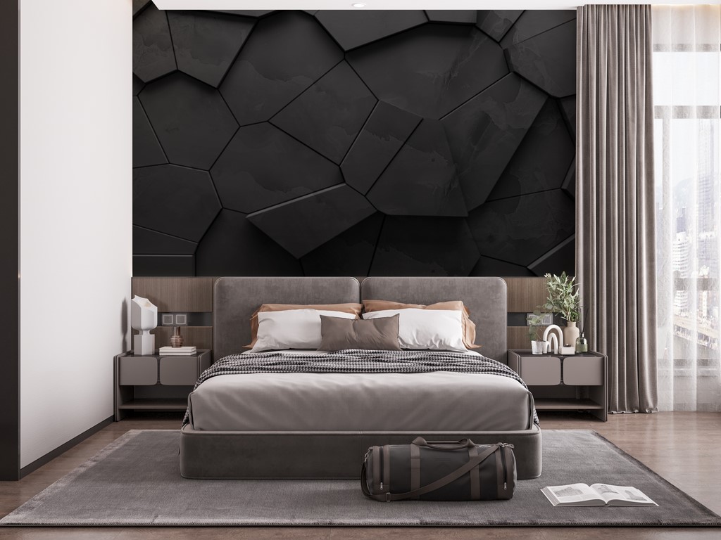 Foto murale Poligone 3D të zeza