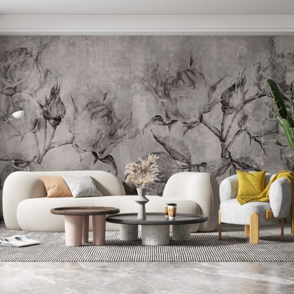 Foto murale Hije të bardha dhe të zeza të trëndafilave