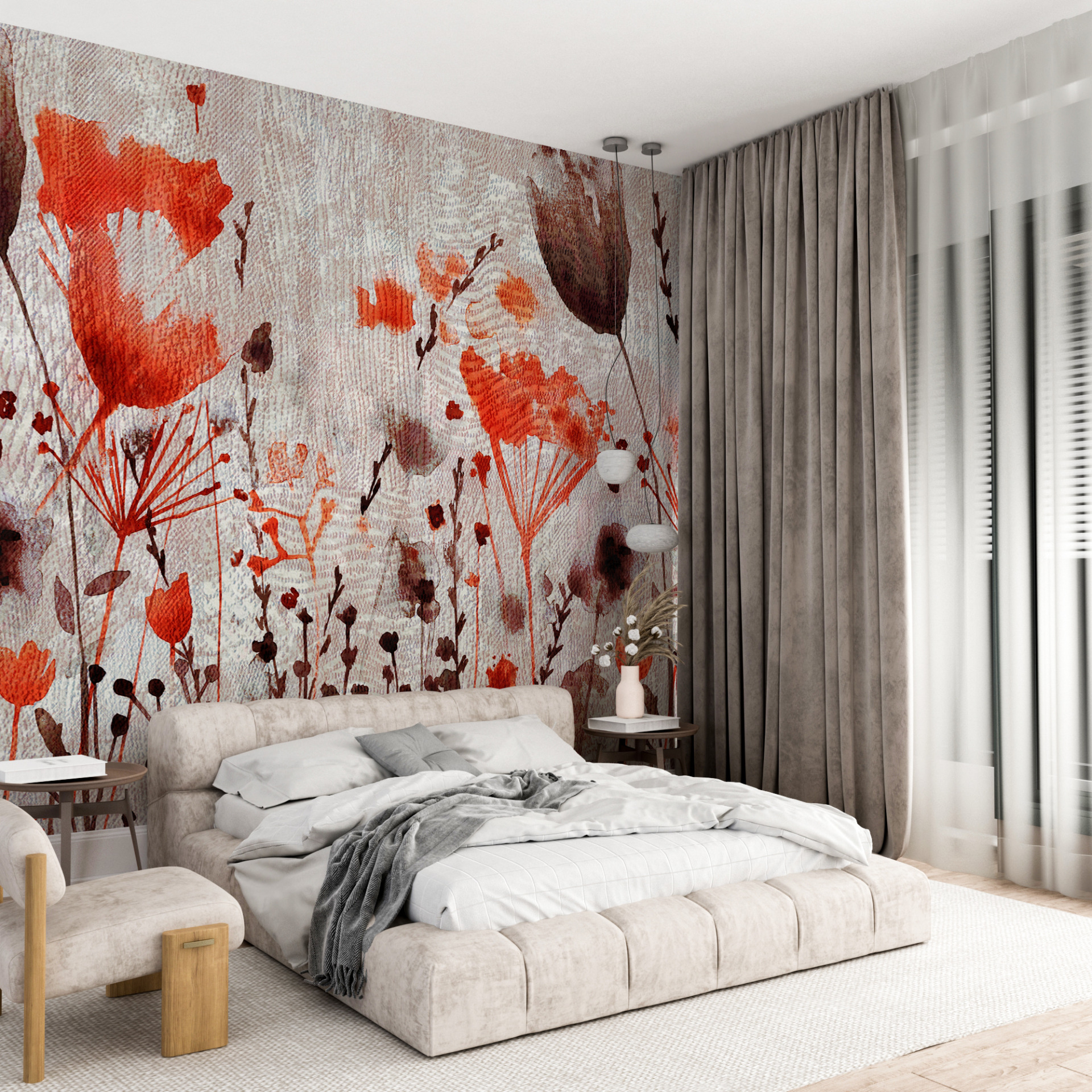 Foto murale Lulekuqe të Kuqe