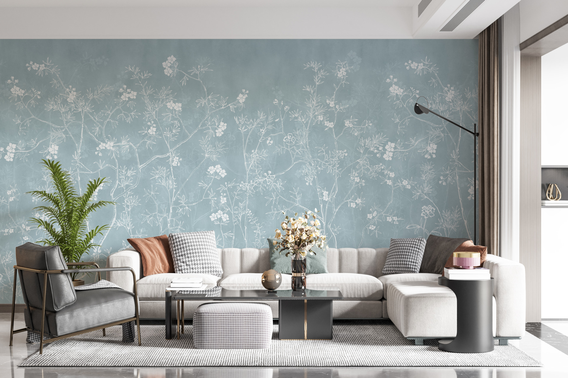 Foto murale Lule delikate në blu