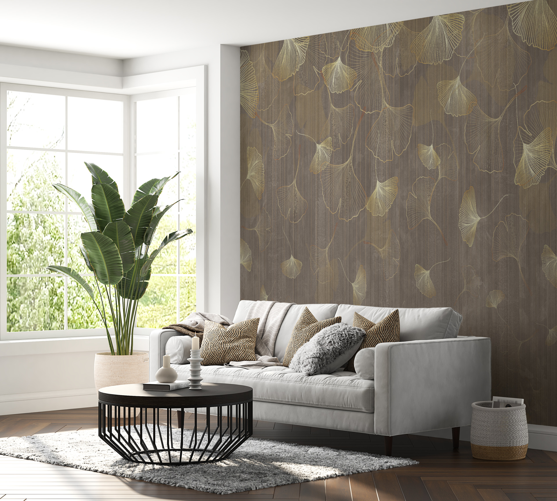 Foto murale Shi me gjethe të arta