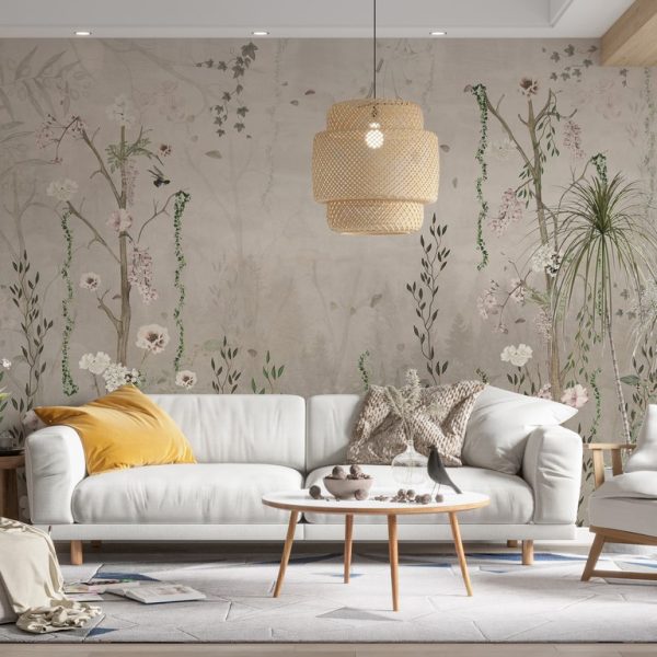 Foto murale Lule të vogla të ndritshme dhe gjethe jeshile