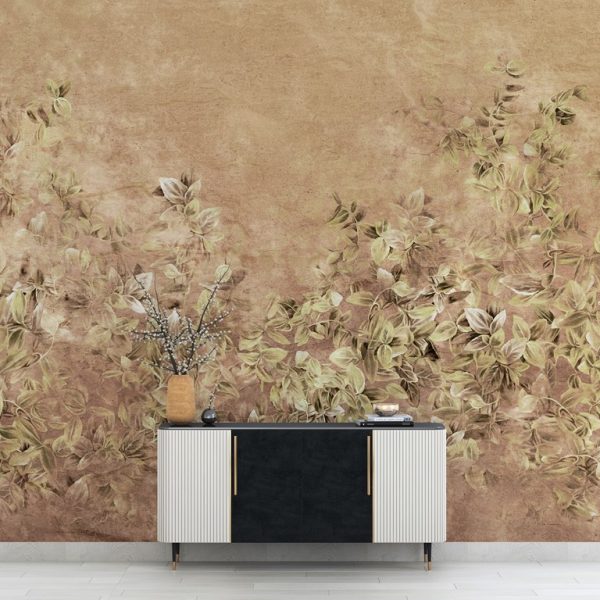 Foto murale Gjethe të vogla në ngjyrë kafe të ngrohtë