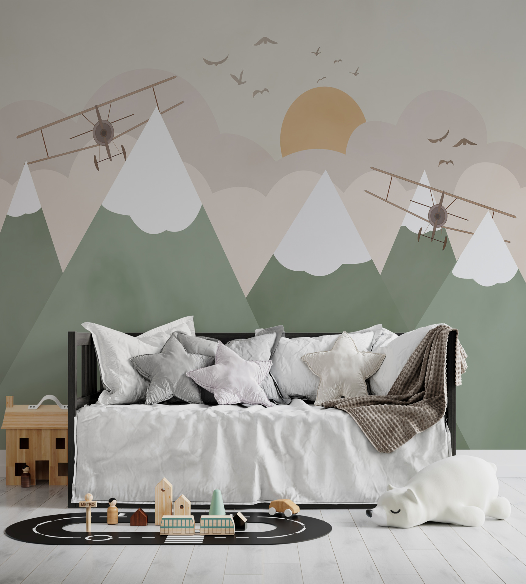 Foto murale Dy aeroplanë mbi male