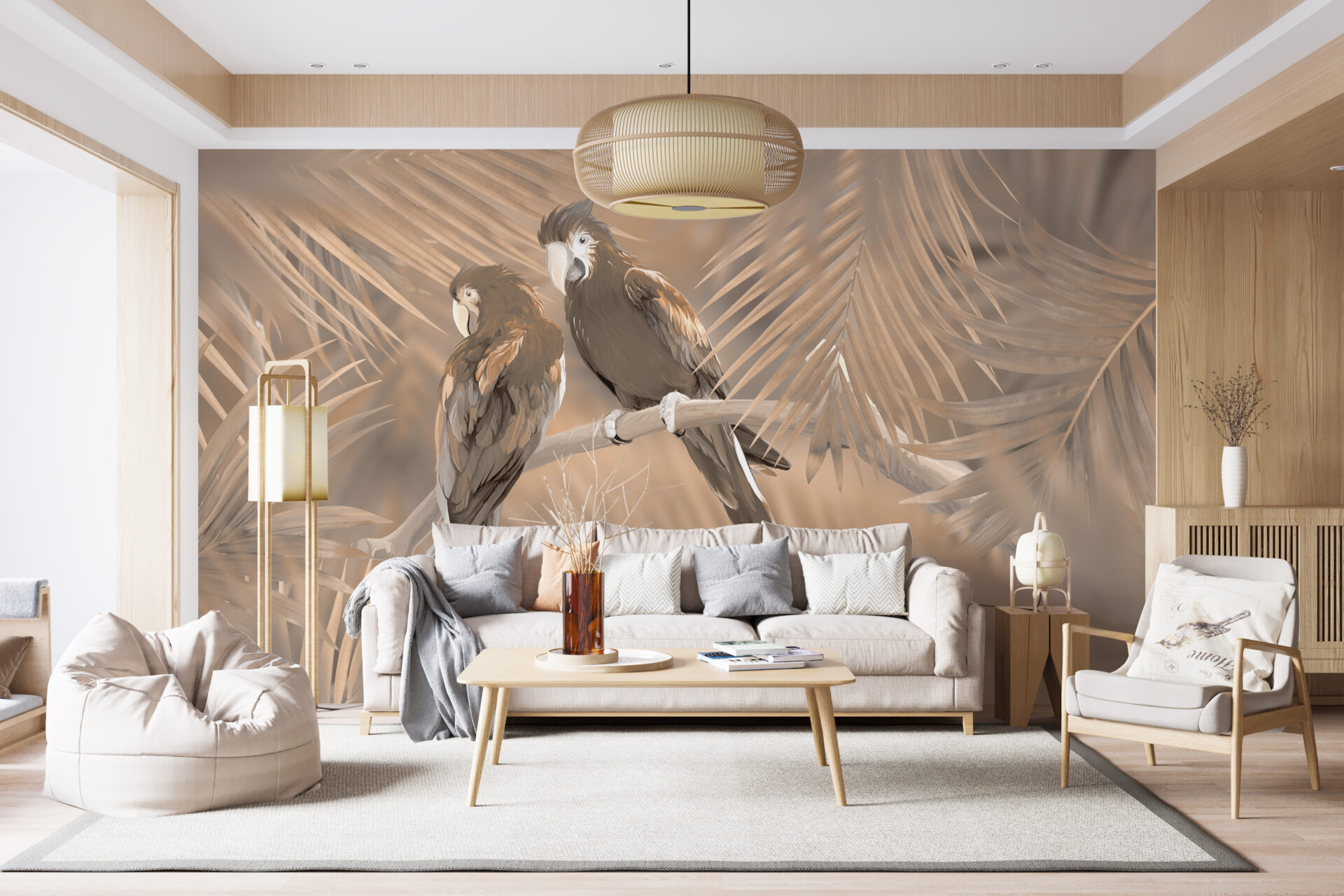 Foto murale Dy papagallë në një degë