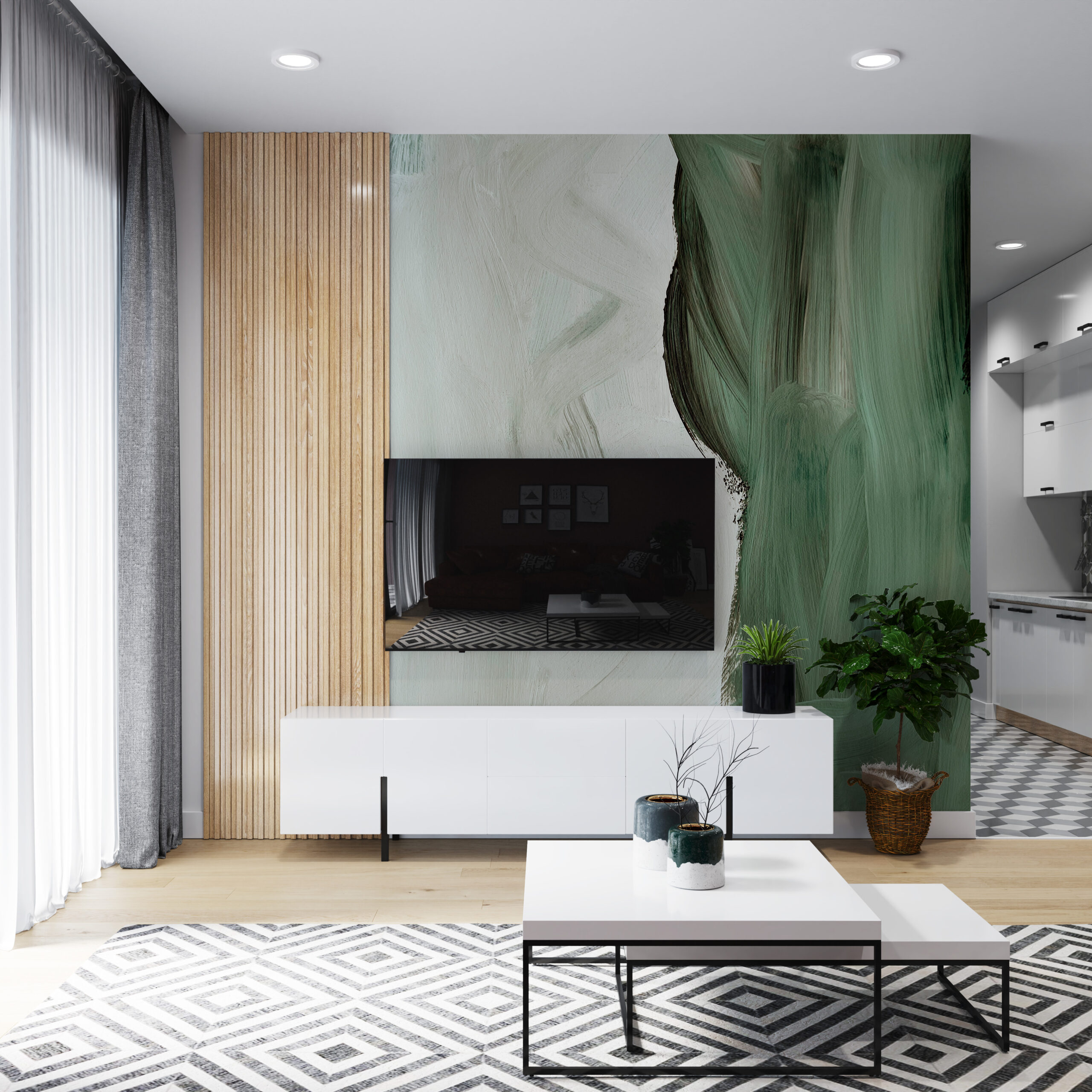 Foto murale Dy Vija të Gjelbra