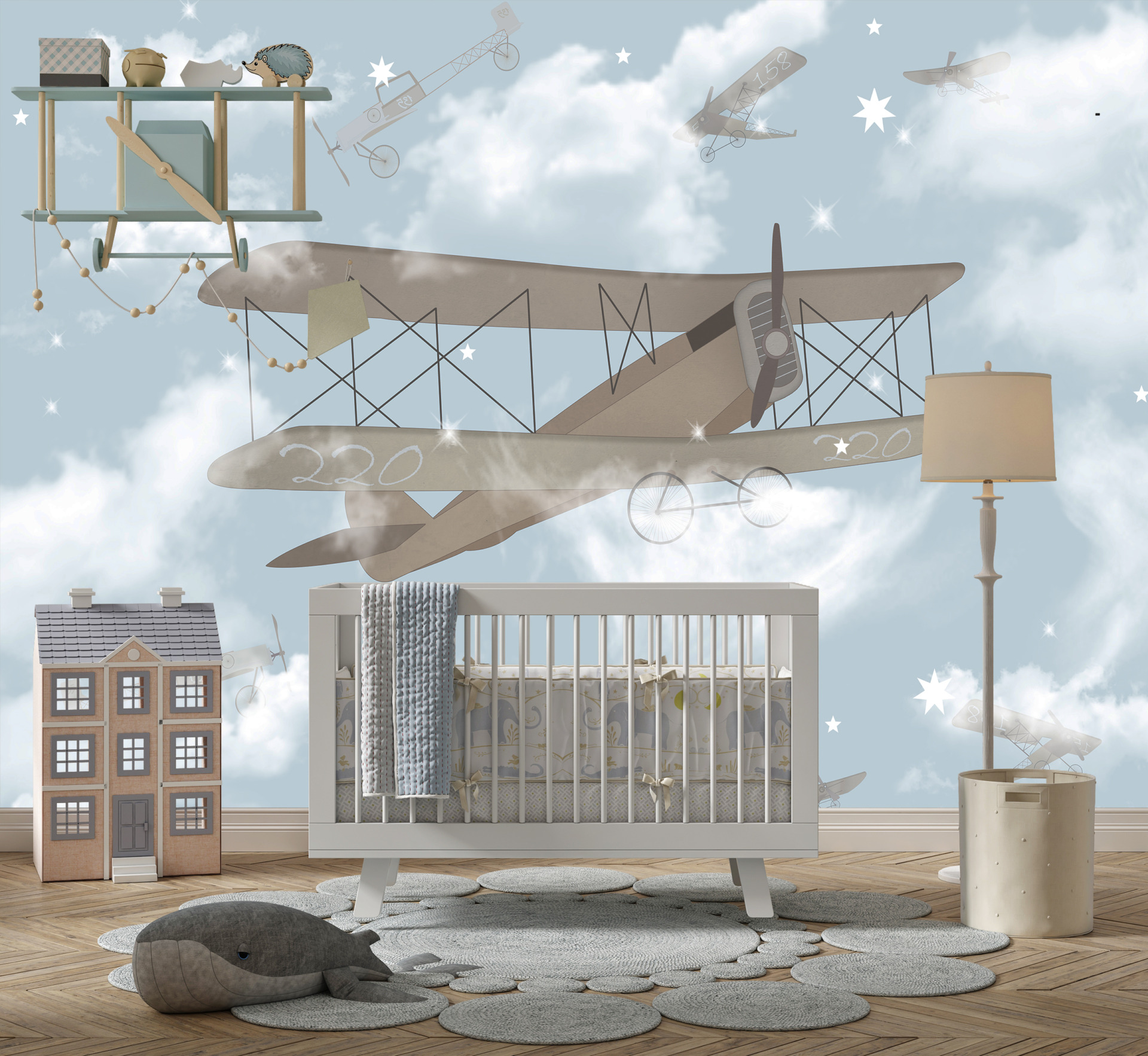 Foto murale Biplan në mjegull