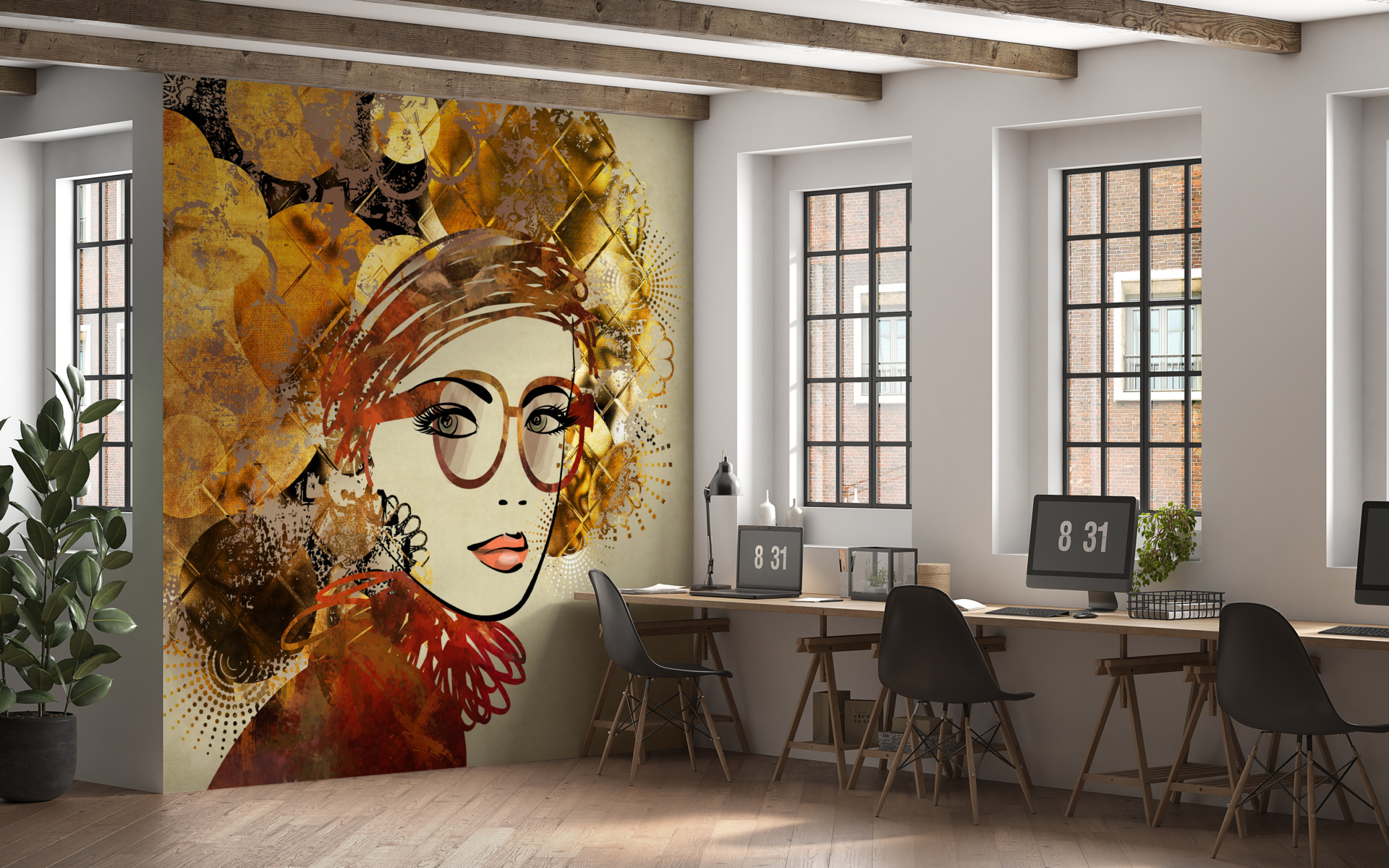 Foto murale Vajzë me syze të mëdha