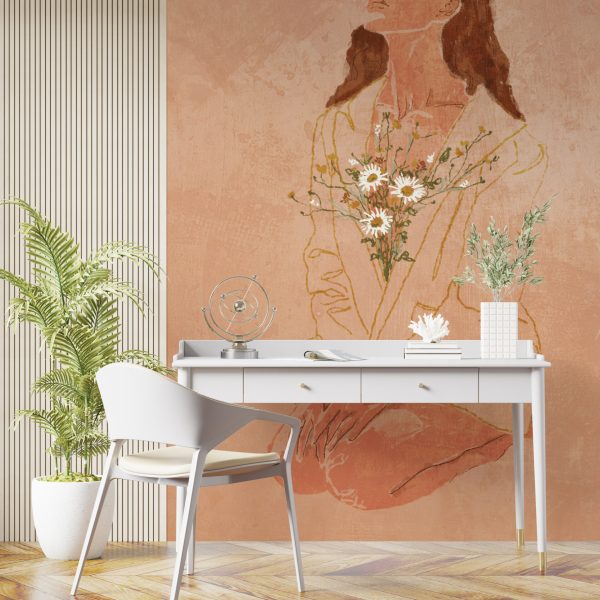 Foto murale Vajza me një buqetë me lule