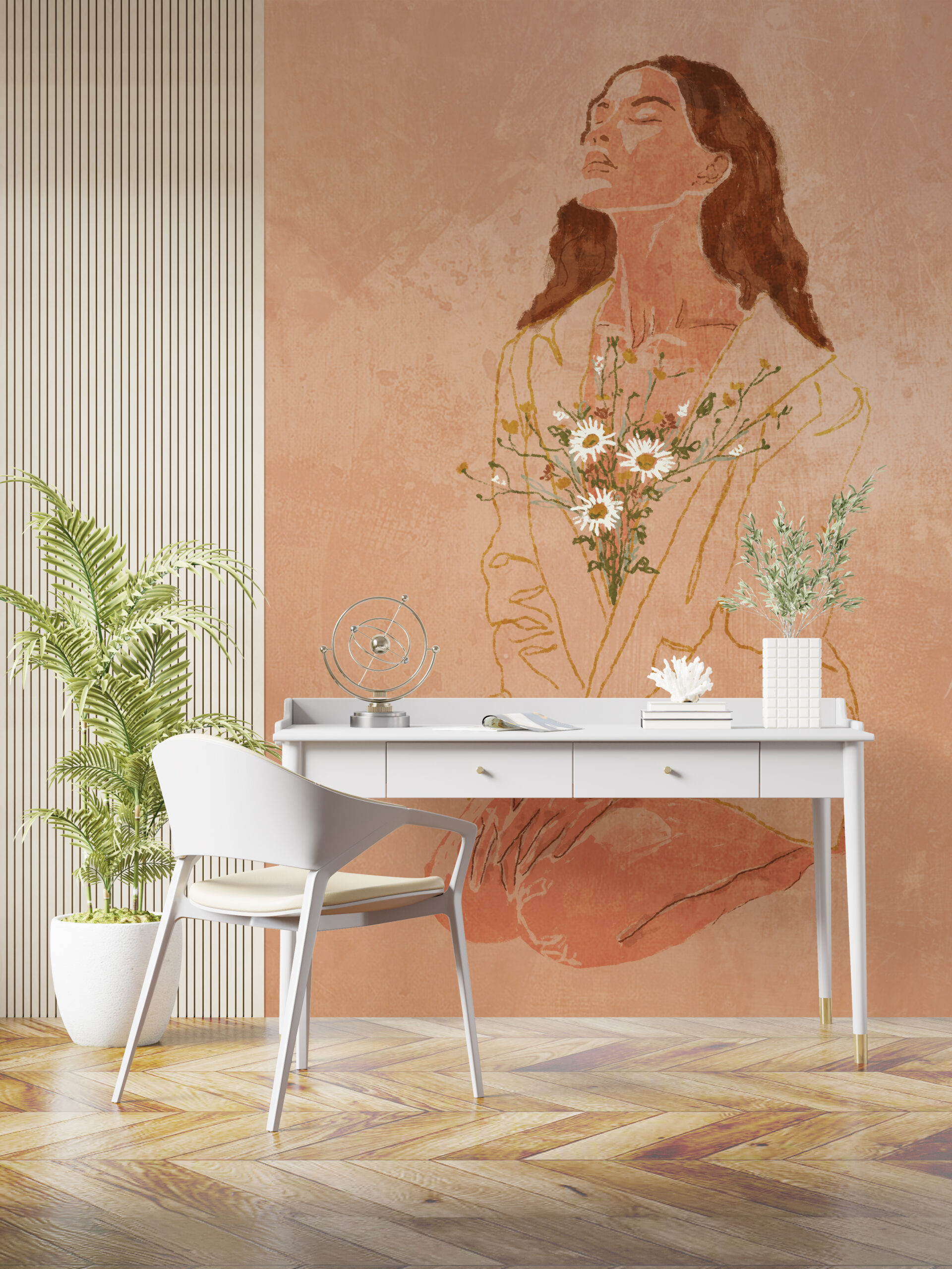 Foto murale Vajza me një buqetë me lule