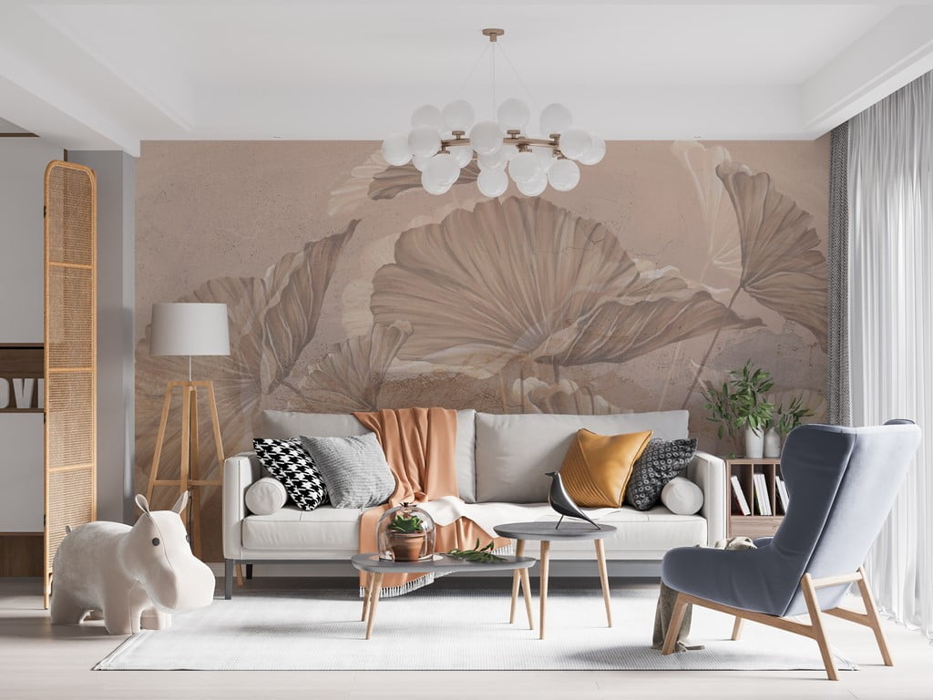 Foto murale Gjethe ekzotike në ngjyra pastel