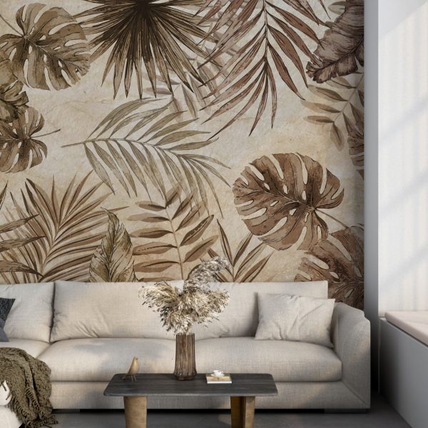 Foto murale Gjethe ekzotike në sepia