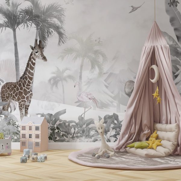 Foto murale Kafshë ekzotike në mjegull për fëmijë