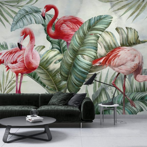 Foto murale Flamingo në të Gjelbër