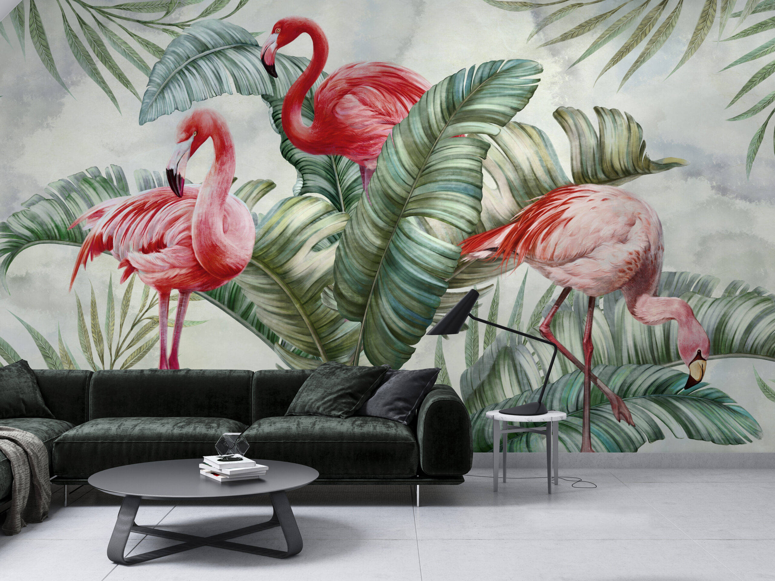 Foto murale Flamingo në të Gjelbër
