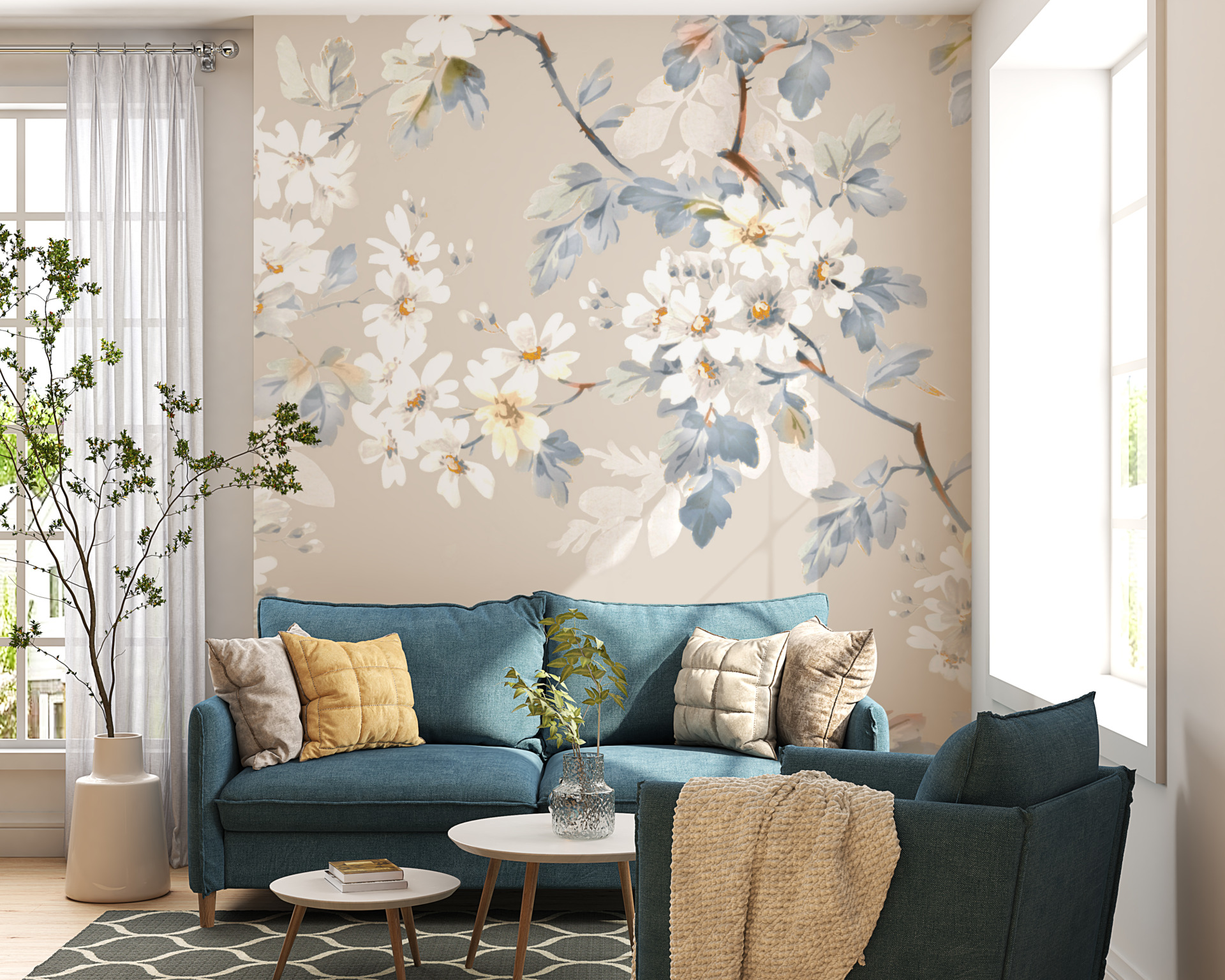 Foto murale Një degëz me lule të bardha