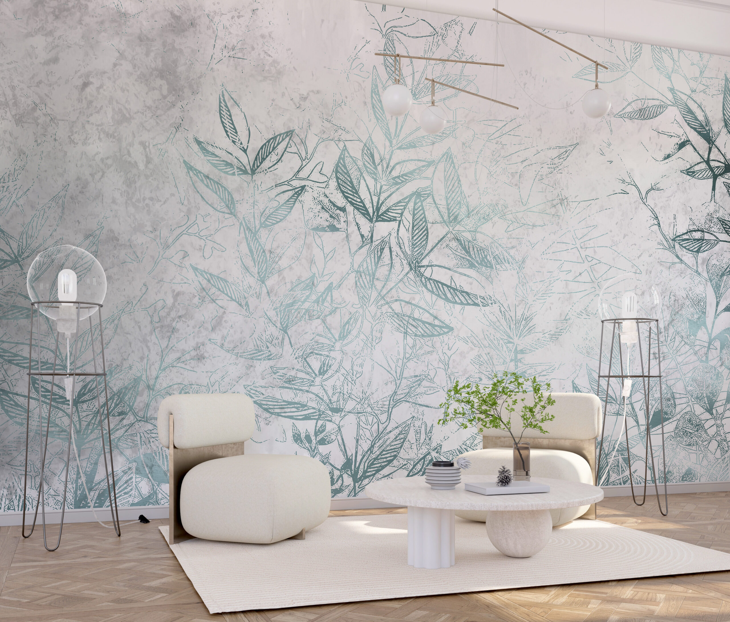 Foto murale Grafika e Gjetheve Blu