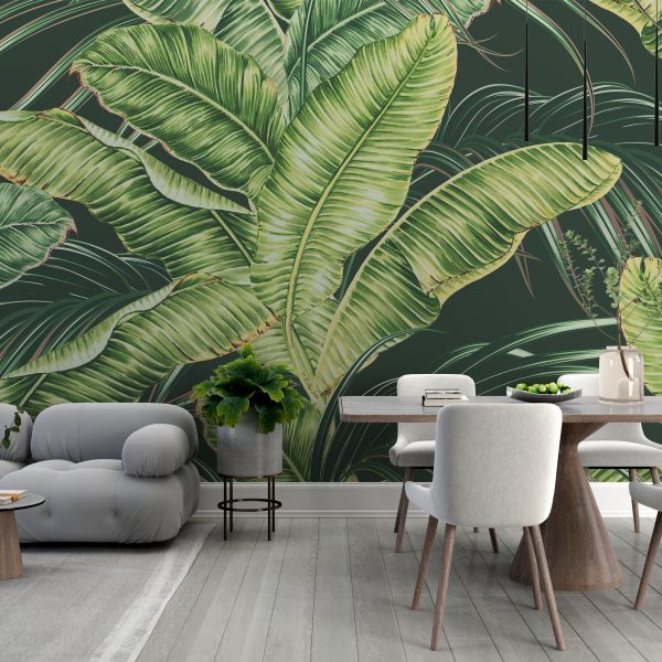 Foto murale Gjethe ekzotike të gjelbra të çelëta