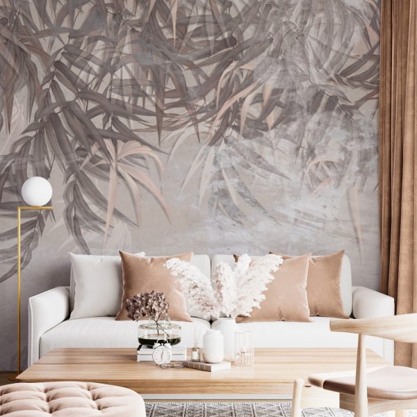 Foto murale Gjethe tropikale monokrome