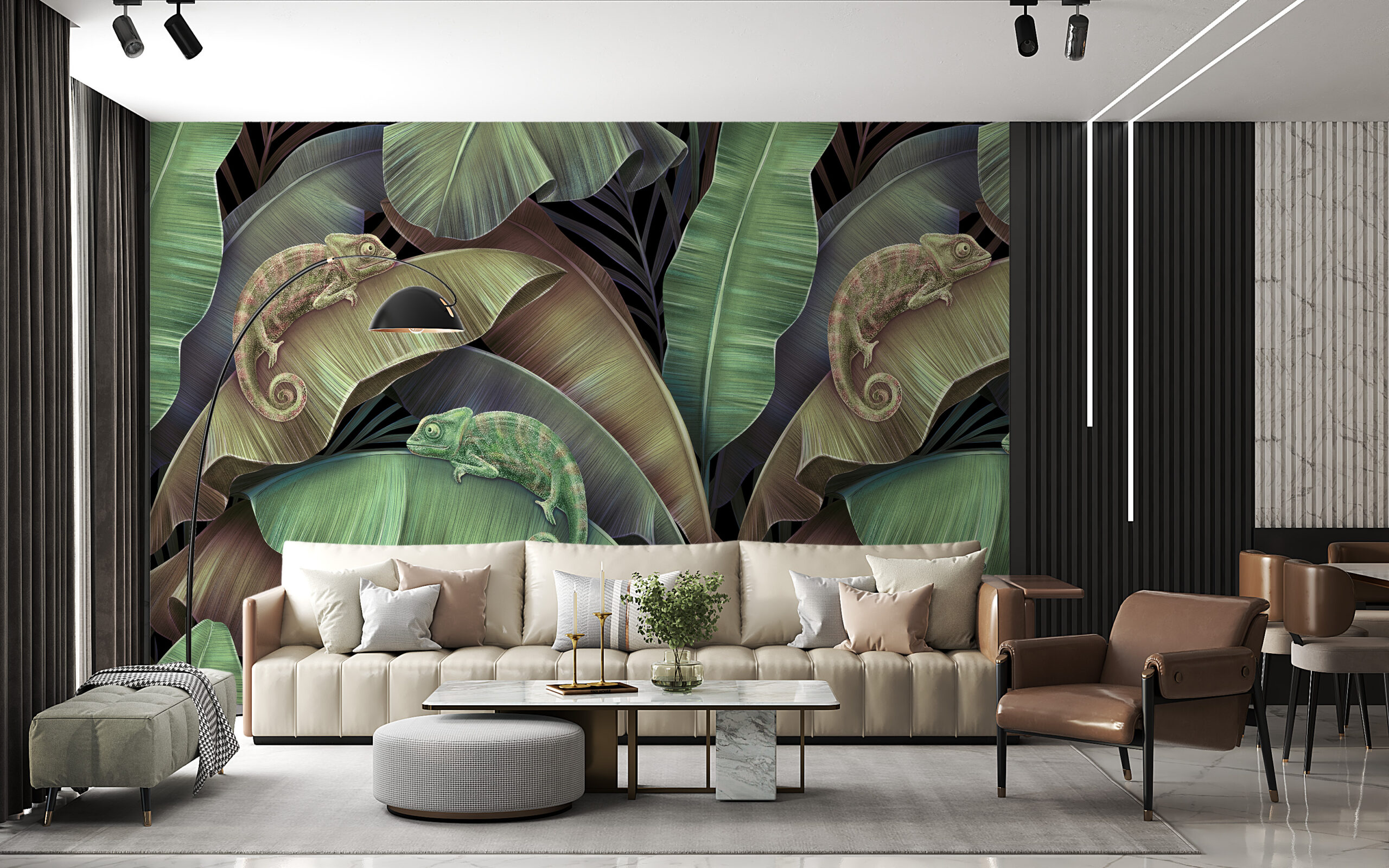 Foto murale Kameleonët në gjethe