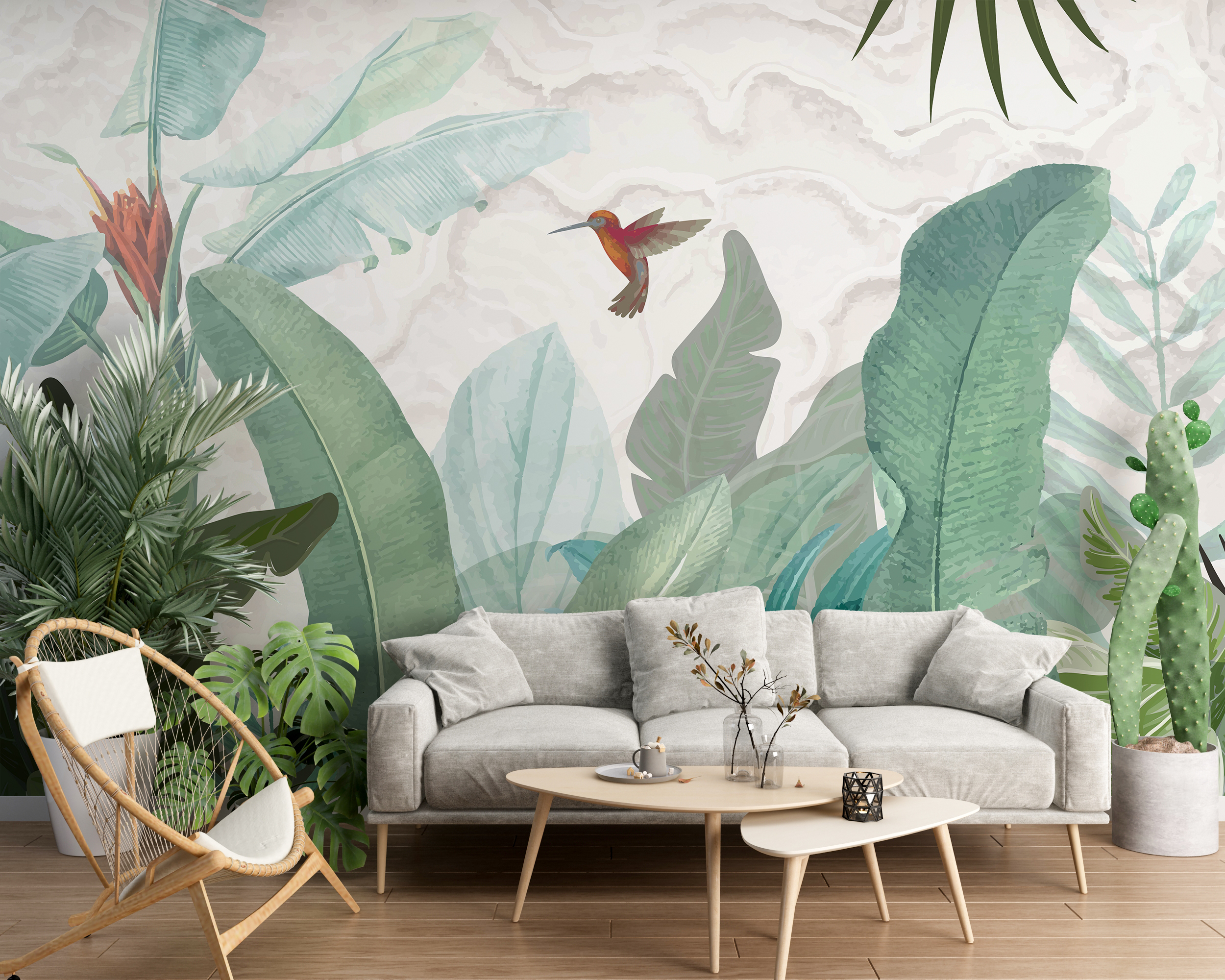 Foto murale Kolibri në gjethe