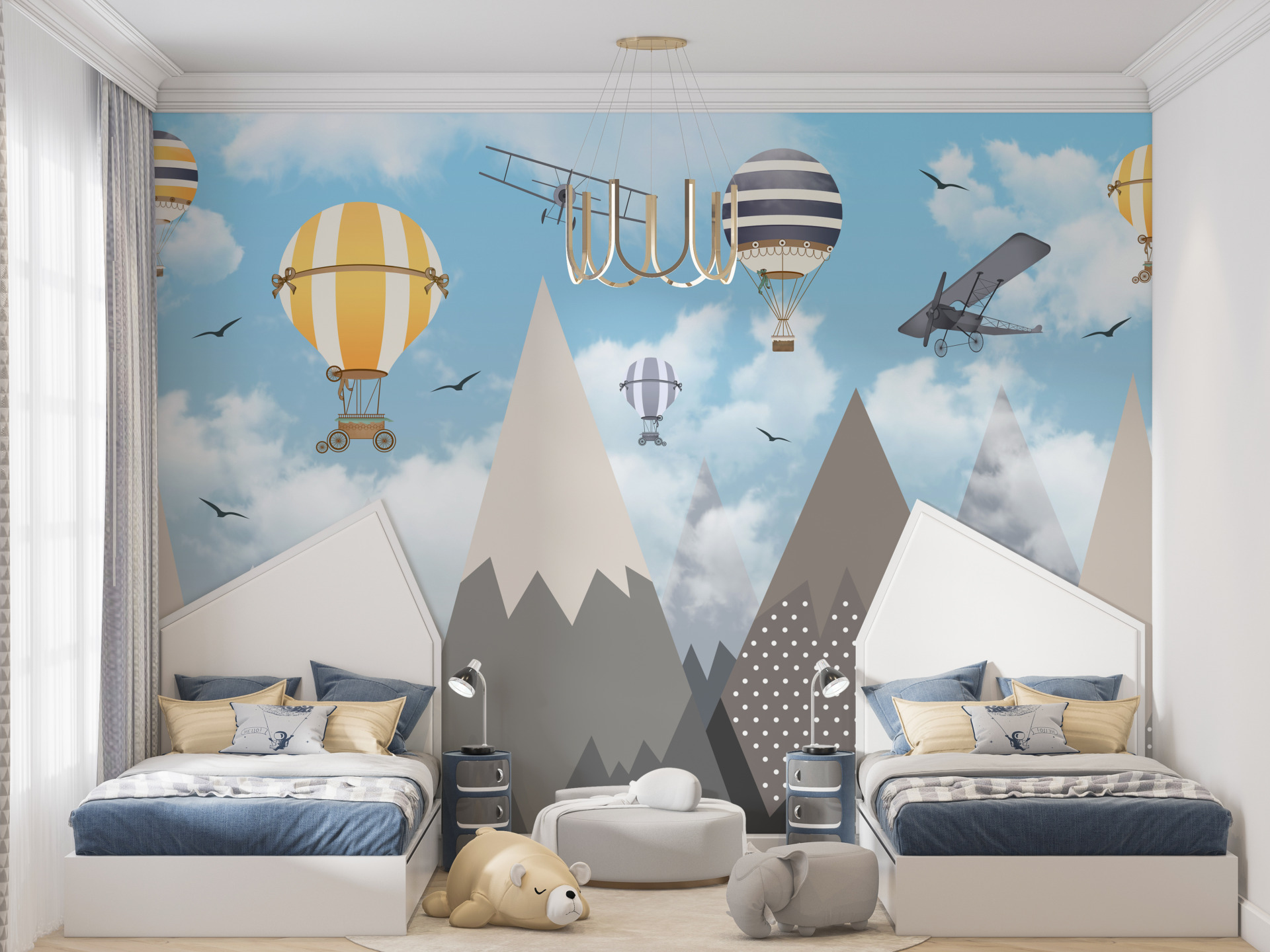 Foto murale Balona shumëngjyrëshe mbi male