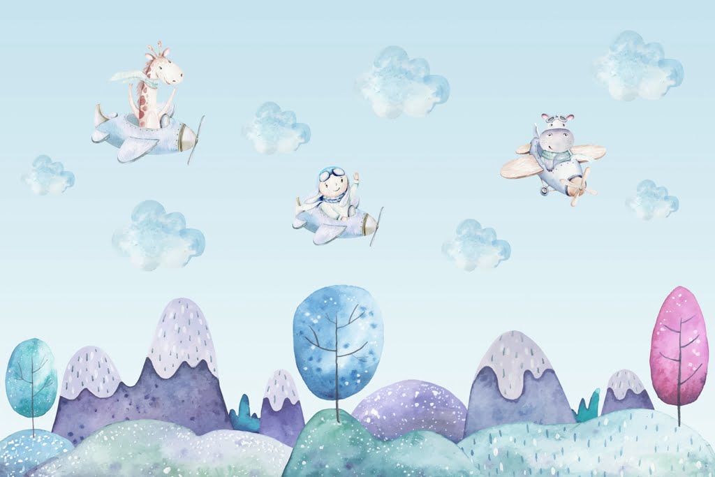 Fototapeta-Kolorowe-Samoloty-W-Chmurach-Dla-Dzieci_2097036829