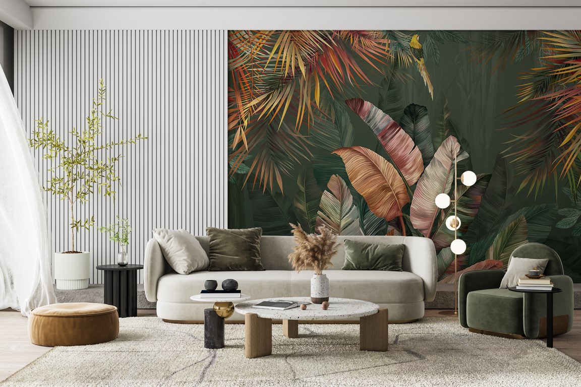 Foto murale Gjethe tropikale shumëngjyrëshe