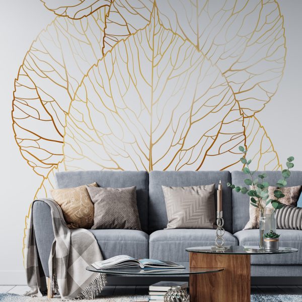 Foto murale Konturet e gjetheve të arta