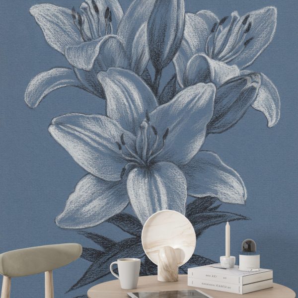 Foto murale Lule zambaku në blu