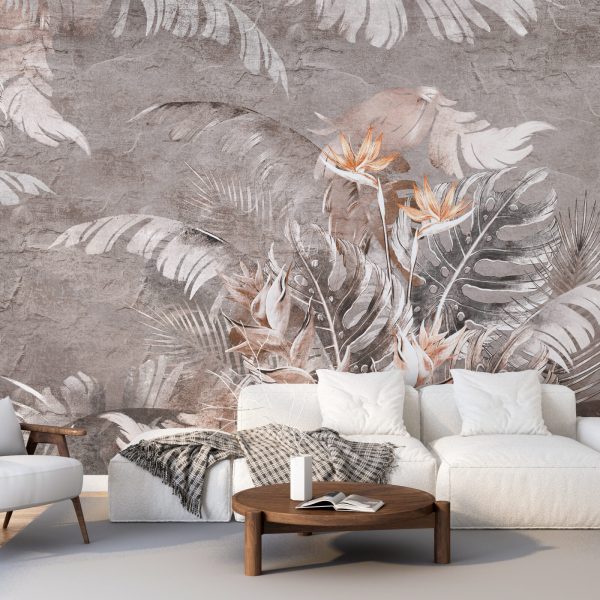 Foto murale Lule Strelitzia në gri